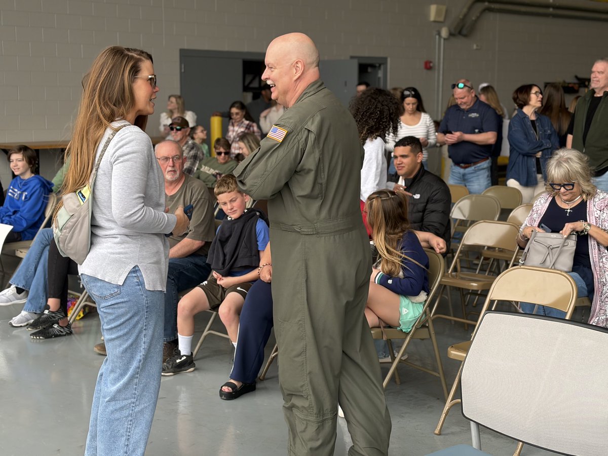 JacobPekloTV's tweet photo. Family members, friends of the 130th Air Lift Wing of the West Virginia Air National Guard, await return home. @wchs8fox11 tonight #homecoming https://t.co/QhqvWeK2Cy
