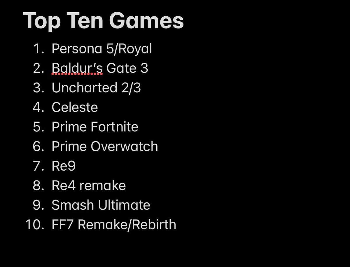 SheTheFlyGuy's tweet photo. Wanted to join in my here are my Top Ten Games https://t.co/AZu7gmayIz