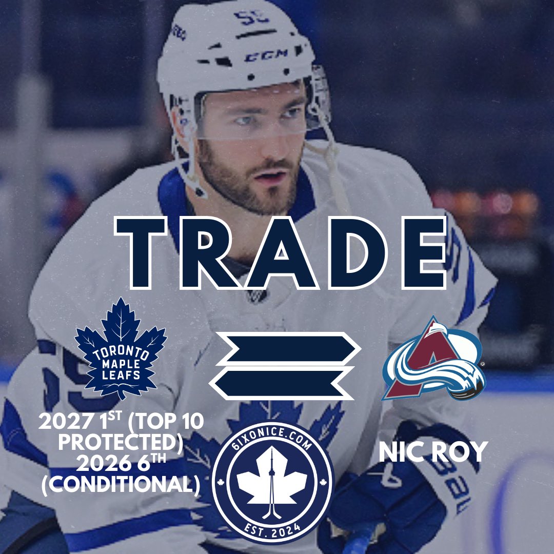 6ixOnIce's tweet image. Leafs acquire 2 picks for Nic Roy! Do you like this deal?

#LeafsForever