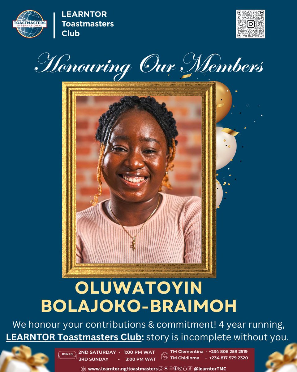learntortmc's tweet photo. “Legacy is built by people who show up.”

@learntortmc

 is almost 5 years strong; thank you to our member! 🙏🏽💛
Our story is incomplete without you, Thompson Abiola B.

Would you like to join us our meeting?! 👇

#LearntorToastmasters #ToastmastersNigeria #Toastmasters https://t.co/a3A9wwD8hI