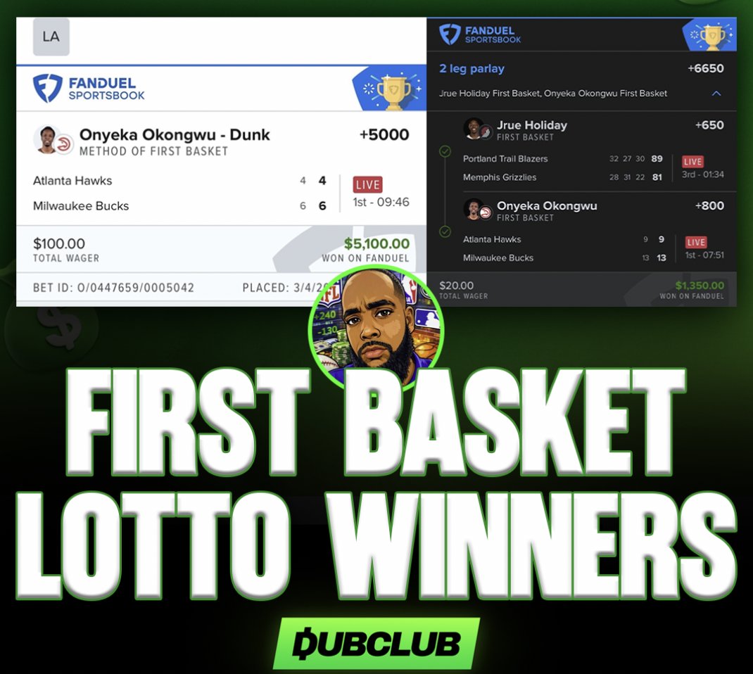 DubClub_win's tweet photo. $100 > $5,100 ✅
$20 > $1,350 ✅

@DATALKOFNEWJERZ just had one of the crazy first basket days you'll ever see 👏

Get 75% off here: https://t.co/3jjlIabNfu https://t.co/UQMqqiU3PN