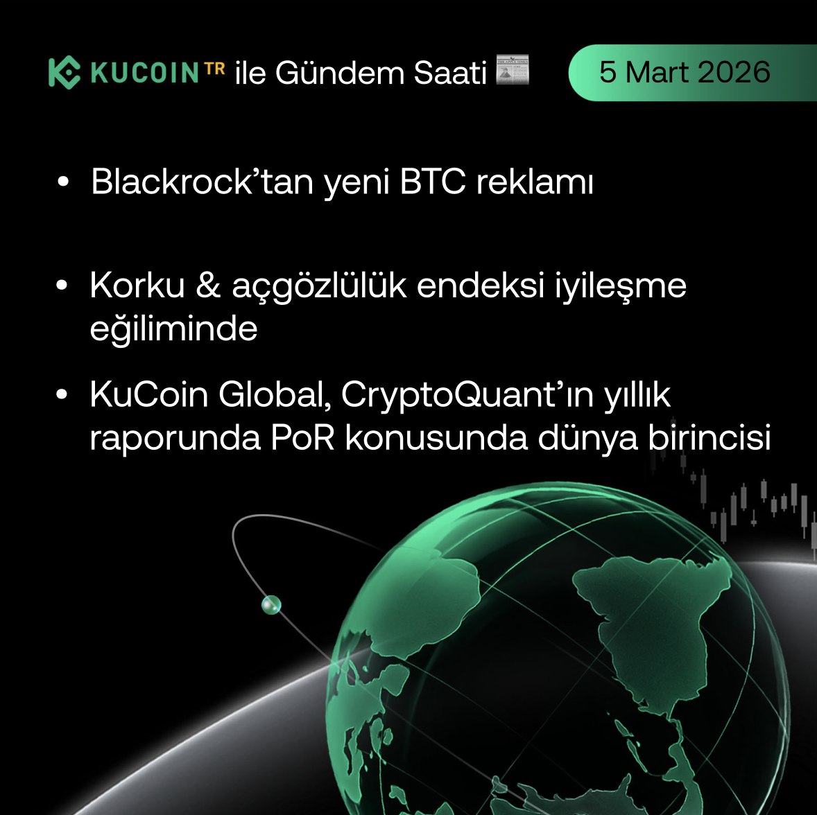 KuCoinTurkey's tweet image. 🕗 KuCoinTR ile Gündem Saati - 5 Mart 2026

• KuCoin, CryptoQuant’ın yıllık raporunda "Rezerv Şeffaflığı" (PoR) alanında 96.7 puanla (A+) dünya 1.si seçildi; güven odaklı 2 milyar dolarlık "Trust Project" meyvelerini veriyor.
• #MANTRA ( $MANTRA ), v7.0.0