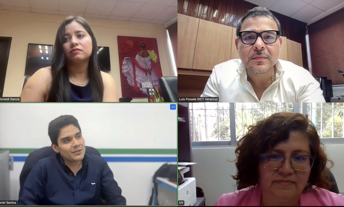SICT_Veracruz's tweet photo. 💻 Reunión de trabajo virtual entre el titular del Centro SICT #Veracruz @Luis_A_Posada  , y la directora de la Facultad de Ingeniería Civil de la Universidad Veracruzana (UV), campus Xalapa, Laura Landa Ruiz.

👥 👥 Acompañados por el coordinador de la Maestría en Vías Terrestres, Mtro. Gabriel Santos Fierro, así como por la Ing. Doreidi García García, por parte de la dependencia federal.

🤝 Refrendaron el compromiso de fortalecer la colaboración interinstitucional.

✅ Se acordó dar continuidad a las acciones conjuntas en materia de infraestructura y formación profesional.

🎓 Ambas instituciones reiteraron su disposición para seguir impulsando proyectos en beneficio del desarrollo del estado.