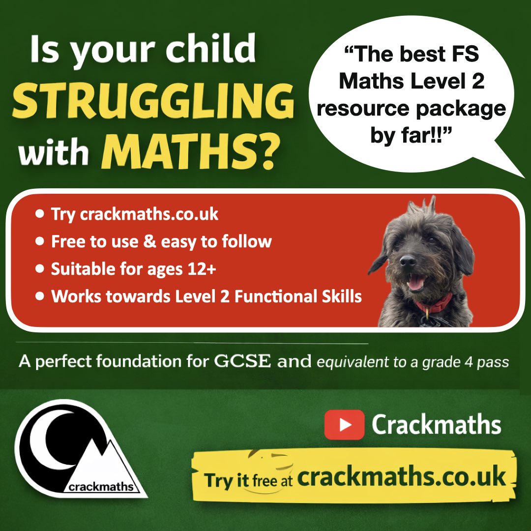 crackmathsuk's tweet photo. Struggling with maths?
Thousands of learners are using CrackMaths to build confidence and work towards Functional Skills Maths Level 2.
β Free
β Easy to follow
β GCSE Foundation support
Try it here π
https://t.co/coZRbY4ThI
#mathshelp #FunctionalSkills #GCSEMaths https://t.co/bgtEOfPSTr
