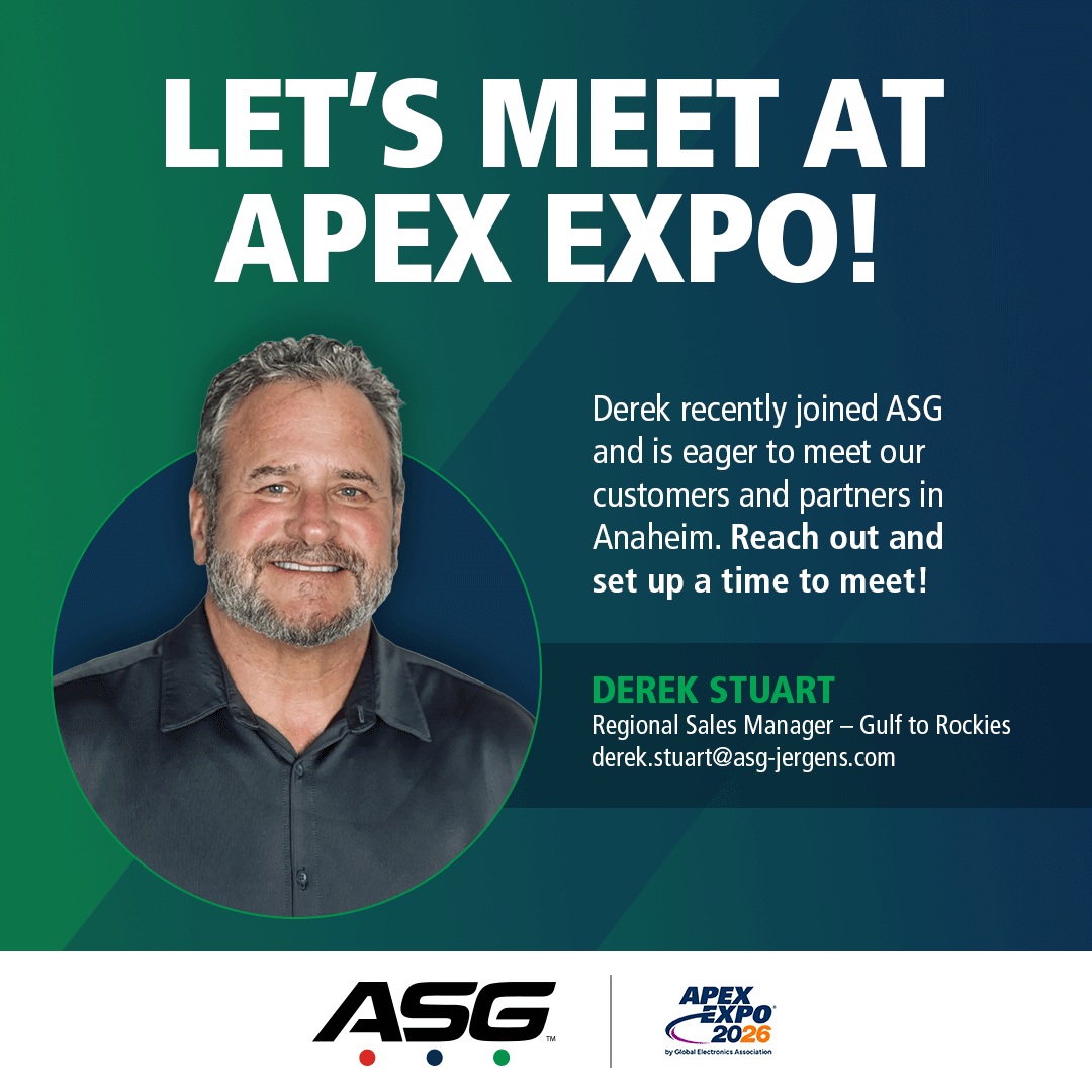 ASGJergens's tweet photo. Derek Stuart will be joining the team at #APEXEXPO the week of March 16th. Meet one of our newest ASG team members and get to the heart of your fastening challenges and process improvement dreams. Contact Derek directly - his info is in the graphic! https://t.co/6iBJVY0DAO