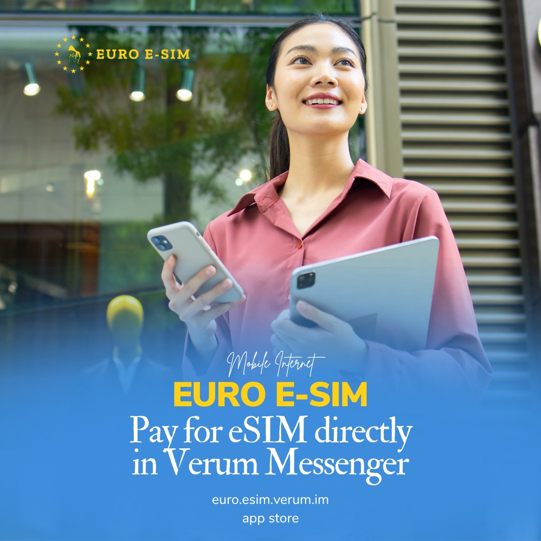 EuroEsim's tweet photo. 🚀Now our eSIM packages can be paid for directly through Verum Finance inside the Verum Messenger.

Choose your package, pay with Verum Finance, and activate mobile internet in 150+ countries worldwide in just minutes.

https://t.co/NEJkUEUukD

#eSIM #VerumMessenger #VerumFinance https://t.co/8yZUMF8khz