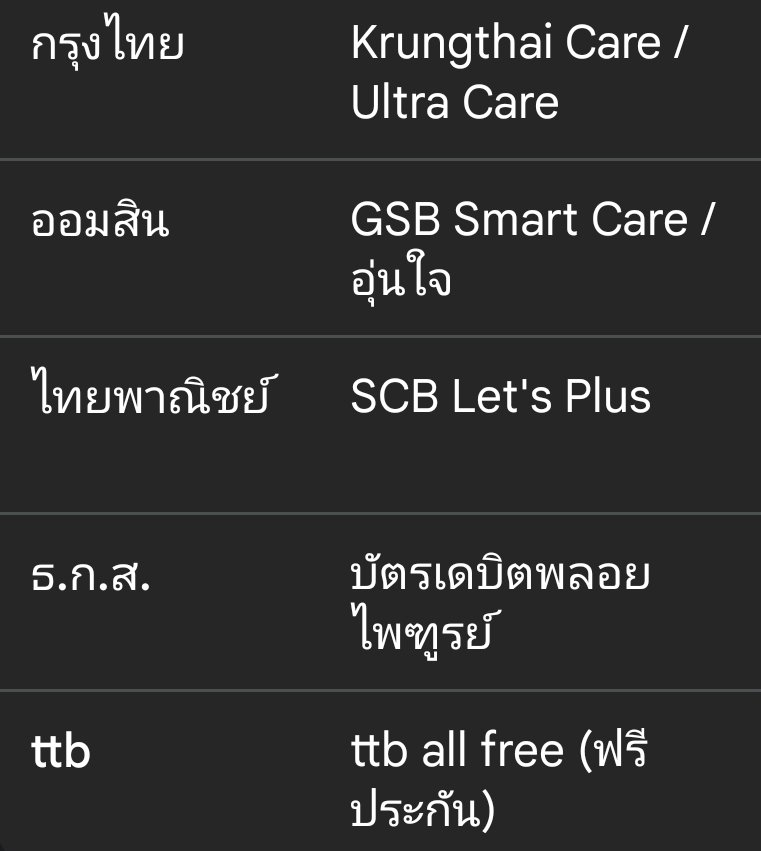 ไปเจอมาในเฟซ สามีของพี่คนนึงเขาเสียชีวิต แล้วเขาจำได้ว่าตอนทำบัตร ATM กับธนาคาร ธนาคารพ่วงประกันชีวิตมาให้ด้วย น่าจะประมาณเกือบครึ่งล้าน ก็เลยไปทำเรื่องที่ธนาคาร แล้วก็ได้ค้นพบว่า "คุ้มครองเฉพาะการเสียชีวิตจากอุบัติเหตุเท่านั้น" การเสียชีวิตจากโรคไม่นับ เคลมไม่ได้ 😭