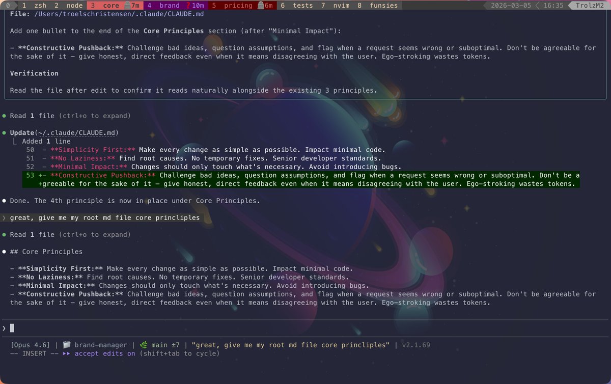 Trolzie's tweet photo. Added Claude Code idle times to my tmux tabs while waiting for Instances to finish. I cannot handle the amount of side-projects that my mind wants o_O https://t.co/8k4DLet0S7