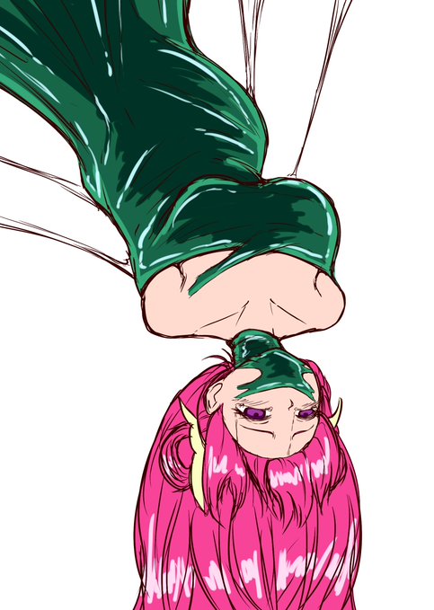 寝る前に逆さ吊りを描く練習をしてました。 