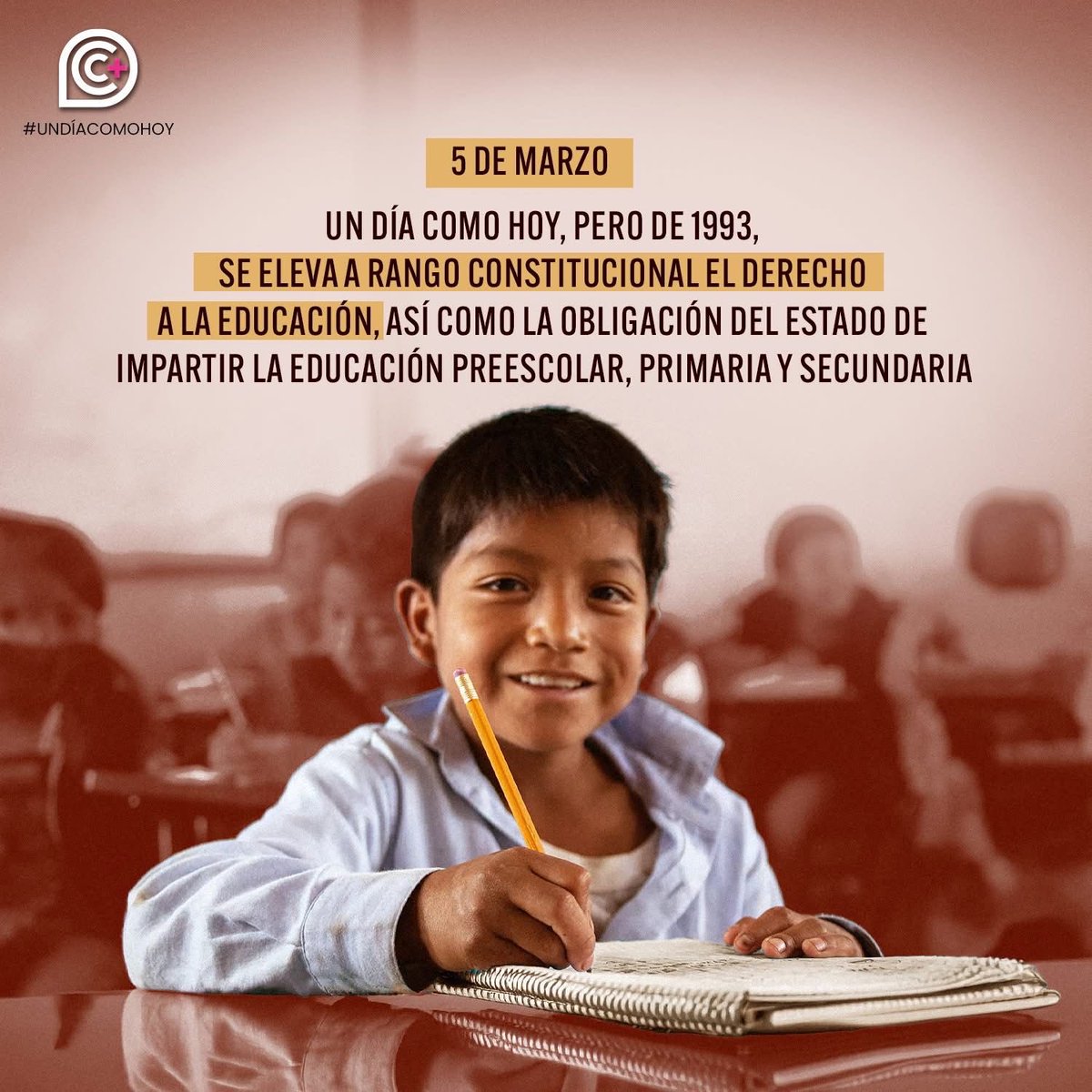 Hoy conmemoramos el reconocimiento constitucional del derecho a la educación y la obligación del Estado de impartir educación preescolar, primaria y secundaria. La educación es un derecho fundamental y la base del desarrollo de nuestra sociedad. 📚🇲🇽
