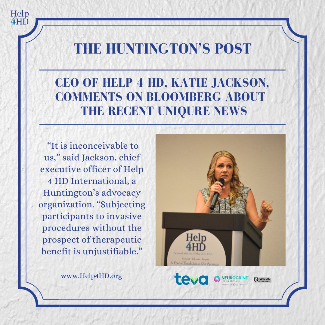 Help4HDI's tweet image. Katie Jackson recently shared comments on Bloomberg Law discussing #FDA's recent push for fake #brain surgeries in new #ClinicalTrial of AMT-130! #Help4HD #HopeonHold #HuntingtonsDisease

Learn more on the Huntington's Post: help4hd.org/post/ceo-of-he…