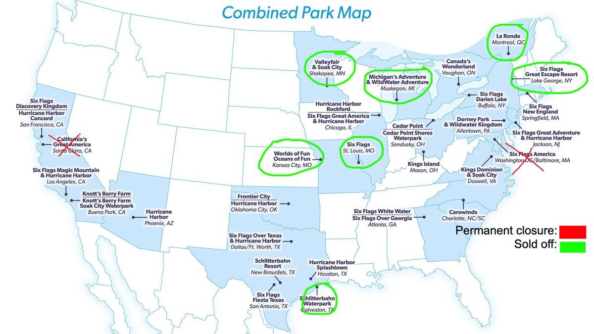 JohnTheMon2's tweet image. Here's the status of the Six flags merger. 20/29 parks are left standing. 

The Aparkalypse has only just begun.