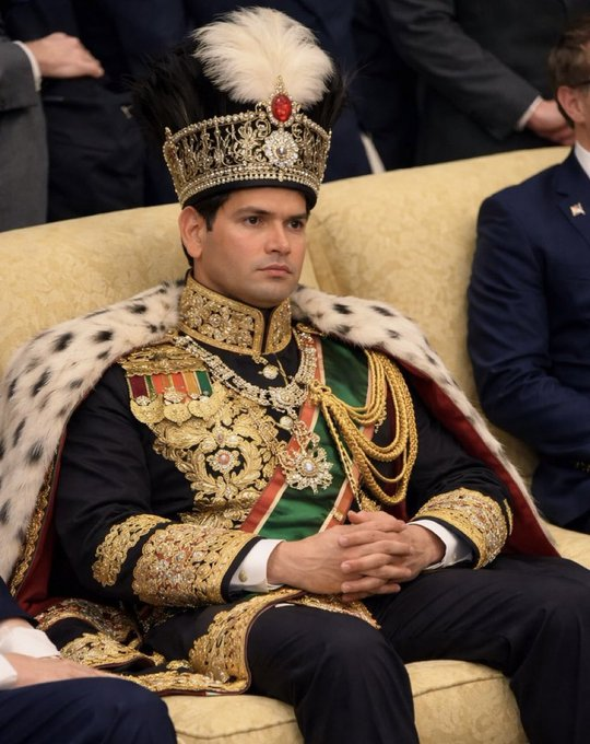 D_Equities's tweet photo. Marco Rubio realizing he’ll be the Shah of Iran https://t.co/Z032dBdoi8