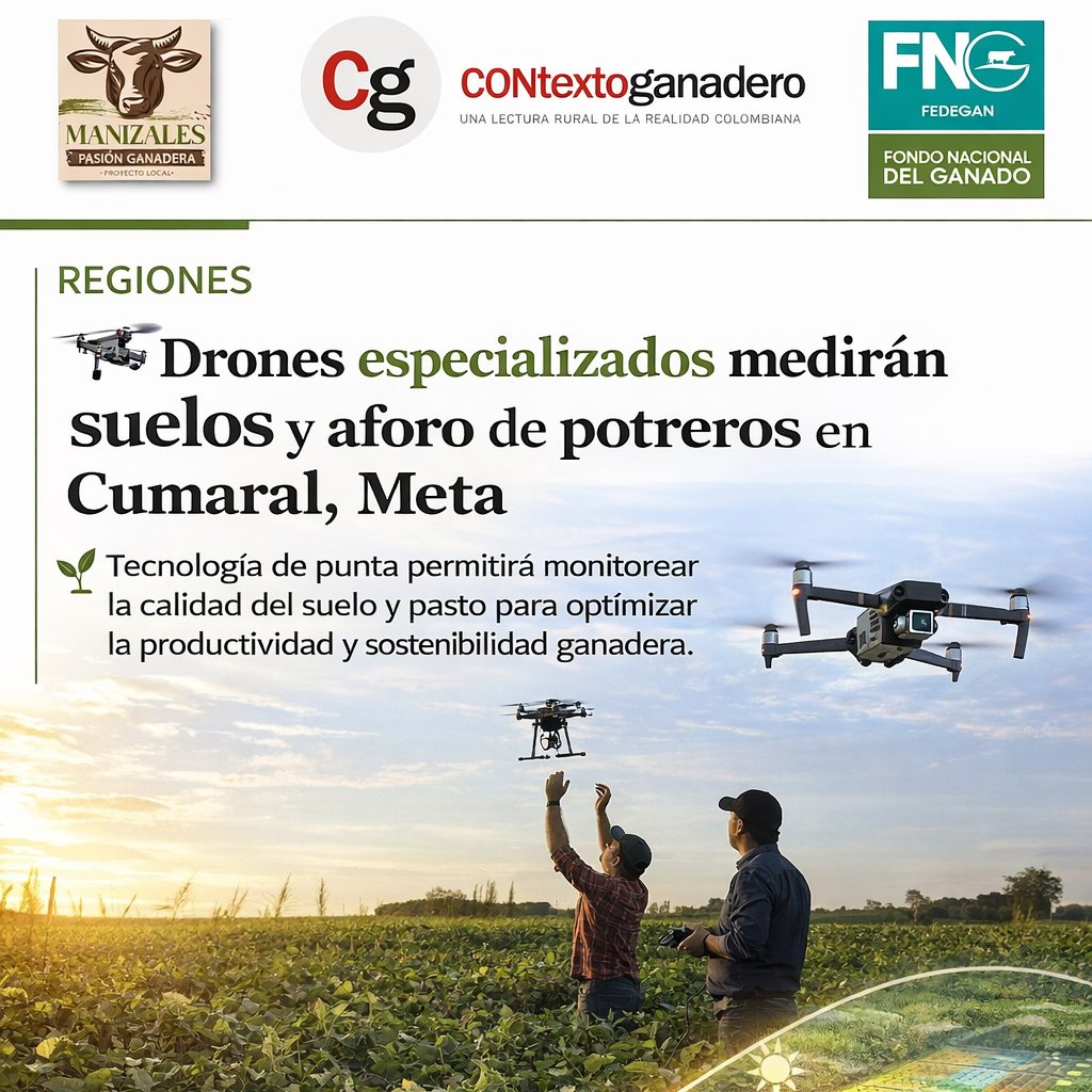 🚁🐄 Tecnología que transforma la ganadería

Productores de Cumaral (Meta) iniciarán un plan piloto para analizar suelos y aforo de potreros mediante drones, una herramienta que permitirá mejorar el manejo forrajero y la productividad de las fincas.

<a href="/jflafaurie/">José Félix Lafaurie</a> 
<a href="/Fedegan/">FEDEGAN</a>
