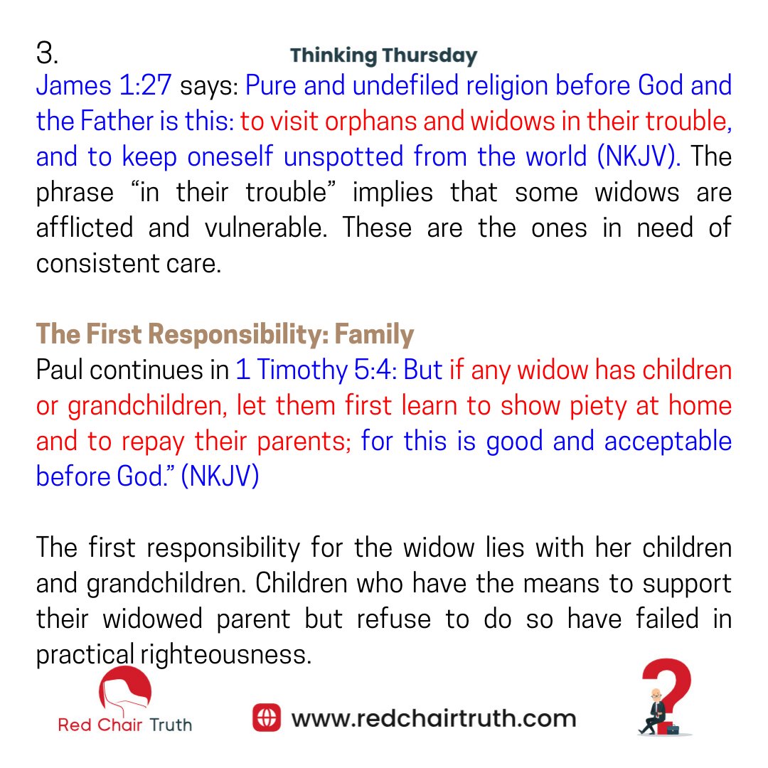 redchairtruth1's tweet image. Today, we live in a more ‘evolved’ world where many women earn way more than their husbands. 
How does the Bible provide for these widows and for 'more widowed' widows? 

Let's find out on Today's Thinking Thursday!

#RedChairTruth #ThinkingThursday #ItaUdoh #Christianblog #RCT