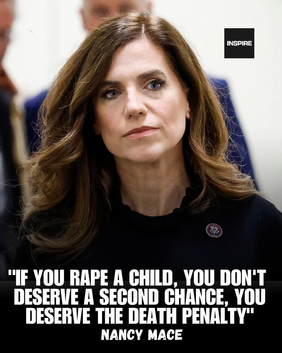 No podría estar mas de acuerdo, Nancy Mace congresista republicana: "Si violas a un niño no mereces una segunda oportunidad,mereces la pena de muerte".👇👇👇👏👏