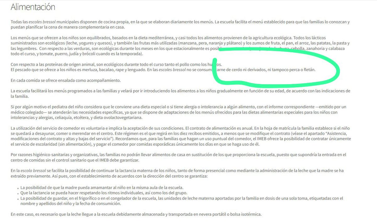 Collboni modifica la web del Ayuntamiento para negar la realidad: el PSC prohíbe el cerdo en las guarderías públicas. 
No es un error. Es manipulación.
Os dejo el pantallazo de la misma web de hace unos días.