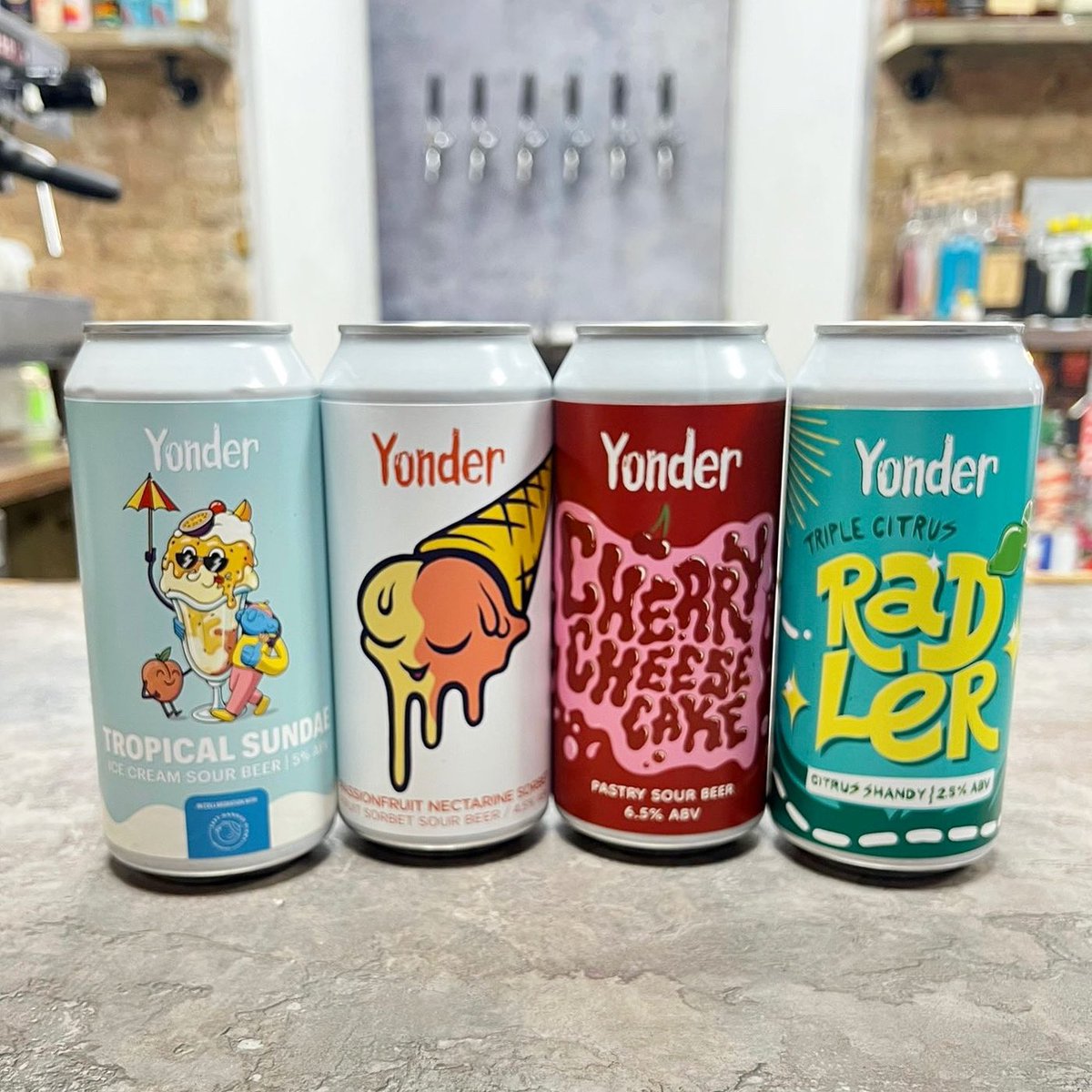 CraftTooting's tweet image. NEW #Yonder Sours! ‘Tropical Sundae’ x Left Handed Giant Collab creamy Vanilla Ice Cream sundae with Mango, Pineapple, Peach &amp;amp; Banana 🍦 We have Passion Fruit &amp;amp; Nectarine Sorbet Sour 🍧 ‘Cherry Cheesecake’ Pastry #Sour 🍒 AND Triple Citrus Sour Radler 🍋 Craft #Tooting #CraftBeer