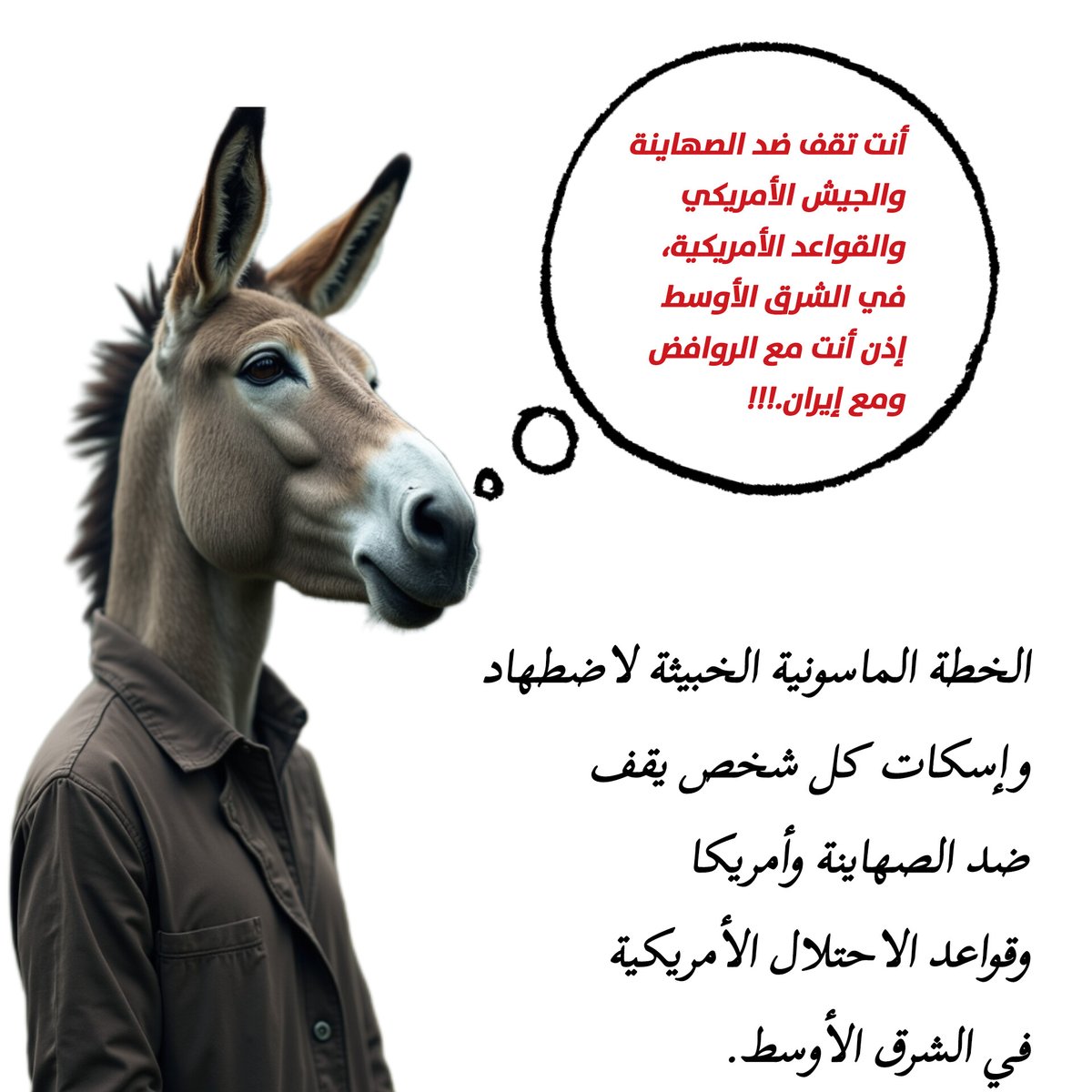 بخطة ذكية يتم الترويج حالياً في المجتمعات الإسلامية عبر الخطاب الإعلامي والديني من شيوخ السلطان المنافقين في الخليج.
إما أن تقف مع الشيطان الأكبر أمـ.ـريـ.ـكـا والـ.ـصـ.ـهـ.ـايـ.ـنـ.ـة وتدعم وجود القواعد الاحتلال العسكرية
أو أنك بالضرورة تقف في المعسكر المقابل مع إيران والروافض.