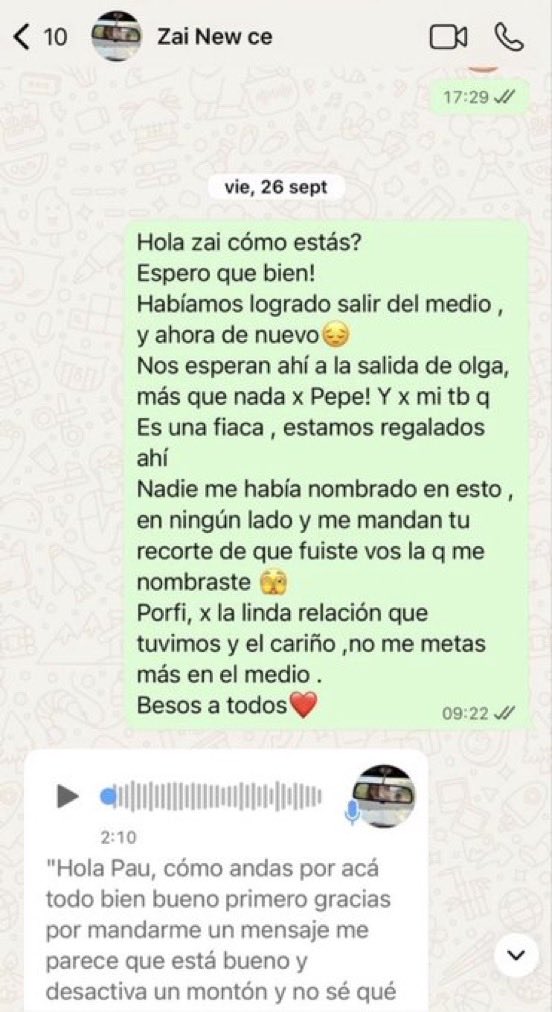 porqueTTarg's tweet photo. "Se calentó"

Porque Paula Chávez filtró un chat que le mandó a Zaira Nara, cansada de que ella la nombre: la conductora publicó un chat de hace meses en el que le pedía que no la mencione más. https://t.co/Y0jWGQCbqh