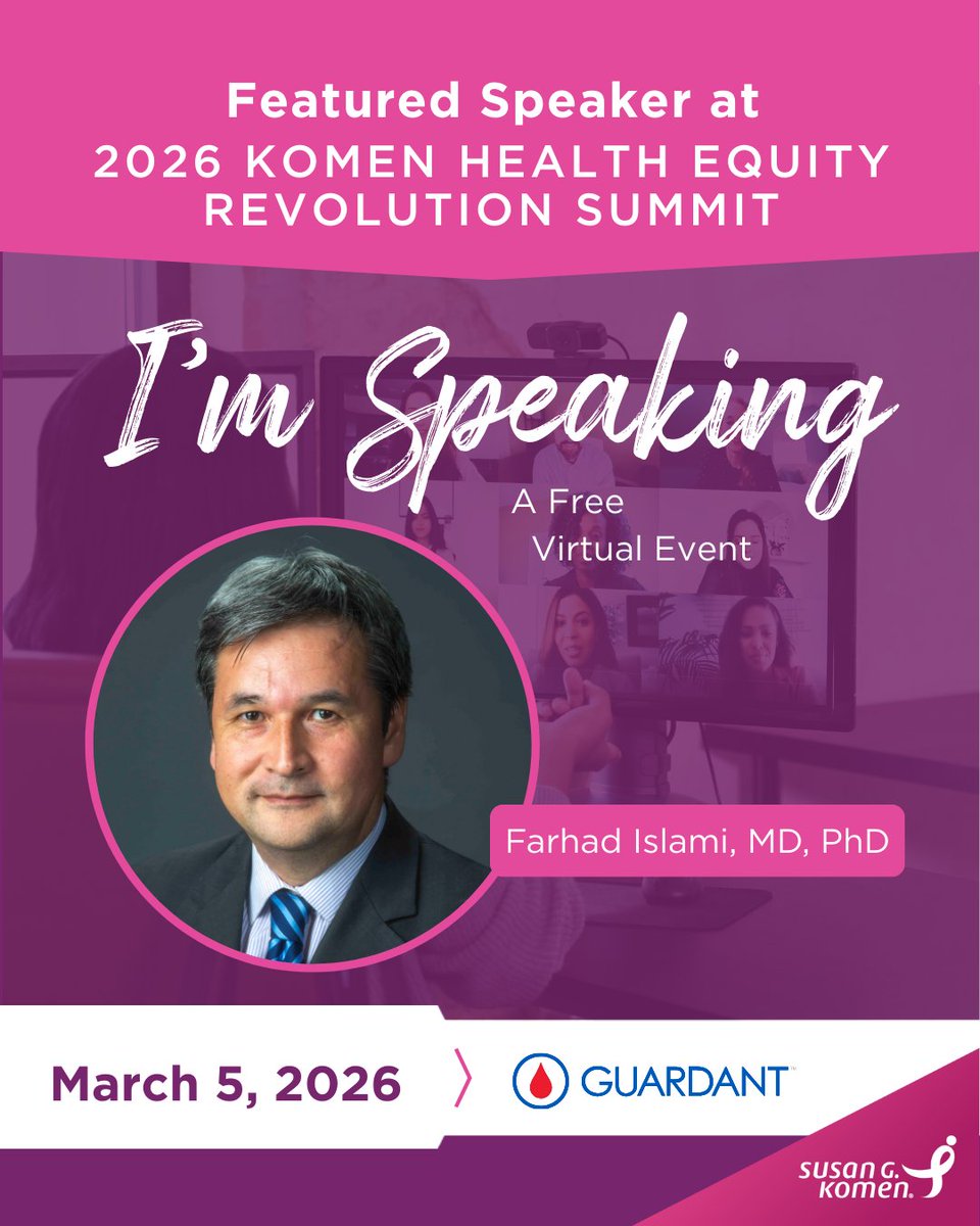 FarhadIslami's tweet image. Honored to speak @SusanGKomen 2026 health equity summit, a great event with experts from diverse fields.
#Cancer #prevention #screening #CancerTreatment #healthcare

@ACSNews @KomenAdvocacy @deandreanew @AmericanCancer @ACSCAN