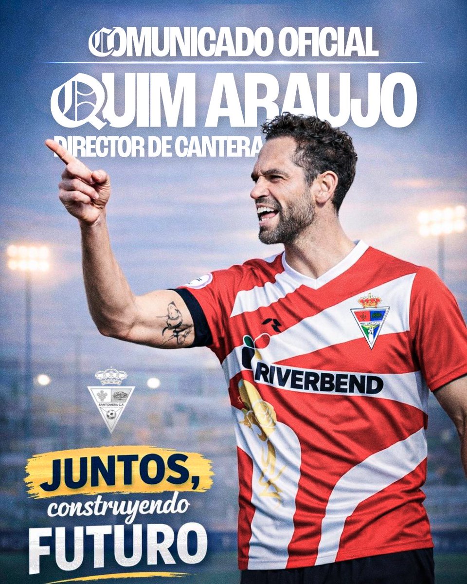 📢 𝐂𝐎𝐌𝐔𝐍𝐈𝐂𝐀𝐃𝐎 𝐎𝐅𝐈𝐂𝐈𝐀𝐋

🆕 El #CFSantomera confía en 𝗤𝘂𝗶𝗺 𝗔𝗿𝗮𝘂𝗷𝗼 para liderar su proyecto de cantera a partir de la temporada 26/27 

ℹ️ cfsantomera.com/el-cf-santomer…

🤝 ¡Enhorabuena, <a href="/QuimAraujo7/">Quim Araujo</a>!