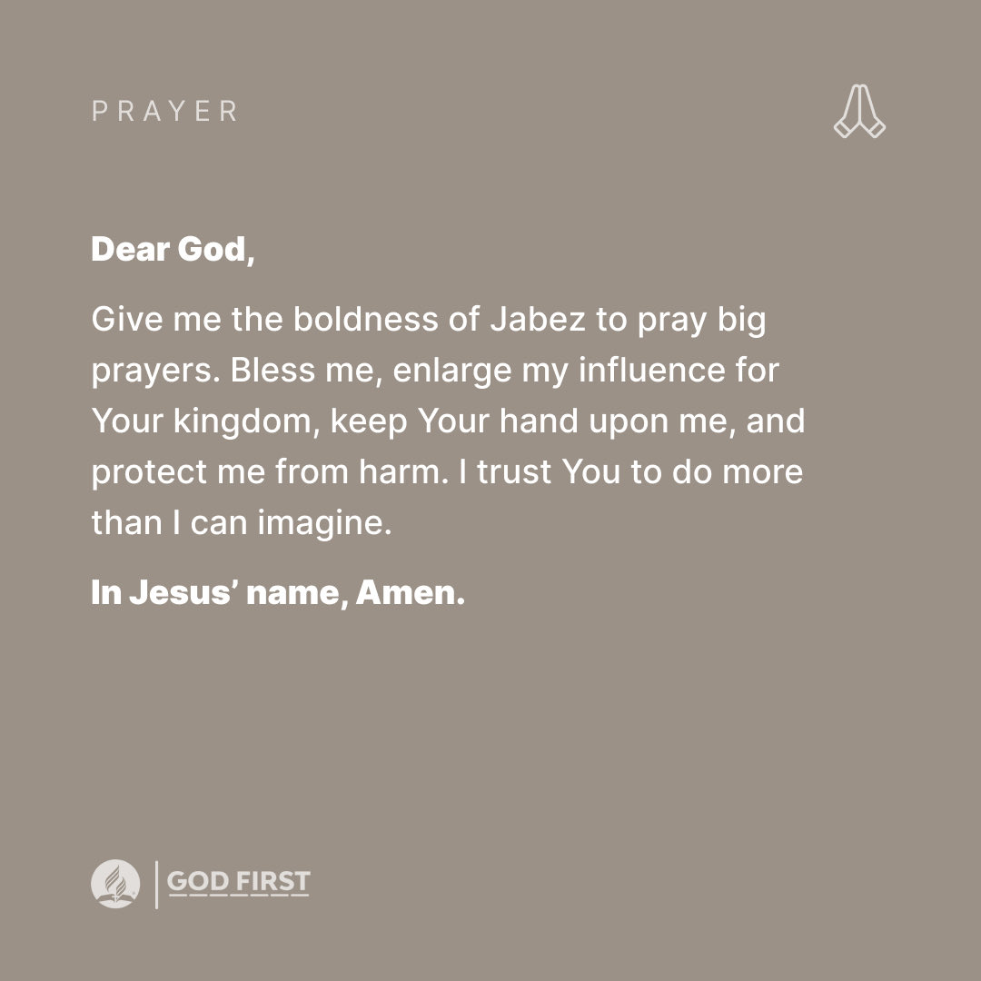 If a two-sentence prayer could change the life of Jabez, imagine what it could do for you!

Whatever you need, God has it. If you can pray it, He can grant it. Comment "He will" if you believe HE WILL.