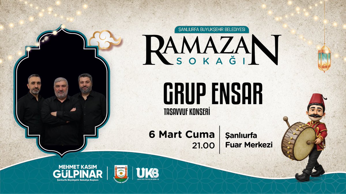 🌙 Ramazan Sokağı’nda Tasavvuf Ezgileri Yankılanacak 🎶

Ramazan’ın huzur dolu atmosferinde, gönüllere dokunan ilahilerle unutulmaz bir akşam sizleri bekliyor.

✨ Grup Ensar, tasavvuf musikisinin en güzel eserlerini Ramazan Sokağı’nda seslendirecek.

📅 6 Mart Cuma
🕘 21.00
📍