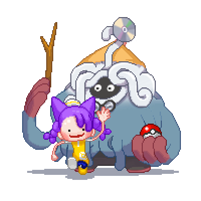 GPpaeaeaen54596's tweet photo. #shibuki_art 
#pixelart 
부키몽과 이나림보박사 https://t.co/engEB4r7Ih