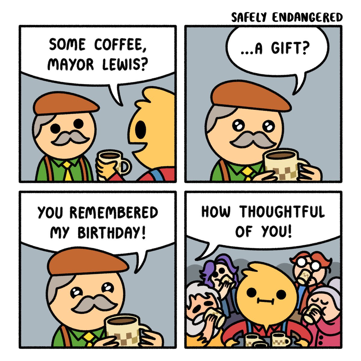Here's another Stardew Valley comic I made for the 10 year anniversary! (Don't worry, I gave Pierre a lukewarm cup)