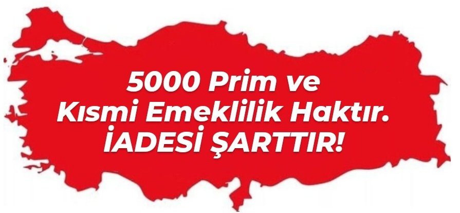 🇹🇷 8.9.99 Öncesi👇

#5000KısmiyeHakAmbargosu

Bu gecikme değil
Unutulma hiç değil
Bu düpedüz bir hak ambargosudur!
Sosyal devlet;
Seçerek koruma yapmaz
Bölerek adalet dağıtmaz
5000 Kısmi
Ne fazla, ne eksik
Yasadaki yerini ister!
#EmekliyeikramiyeFiyaskosu
<a href="/RTErdogan/">Recep Tayyip Erdoğan</a>
<a href="/isikhanvedat/">Prof. Dr. Vedat Işıkhan</a>