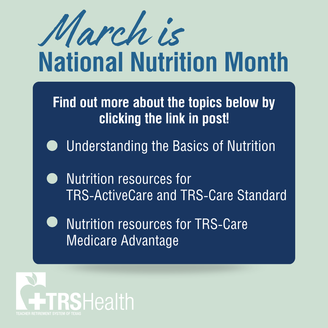 TRSofTexas's tweet photo. March is National Nutrition Month 🍎 Food as Fuel from The Pulse explores how smart nutrition choices can support energy and overall wellbeing. Read more at https://t.co/H0ZfKzyasA
#NationalNutritionMonth #TRSofTexas https://t.co/rcN8XePIJ9