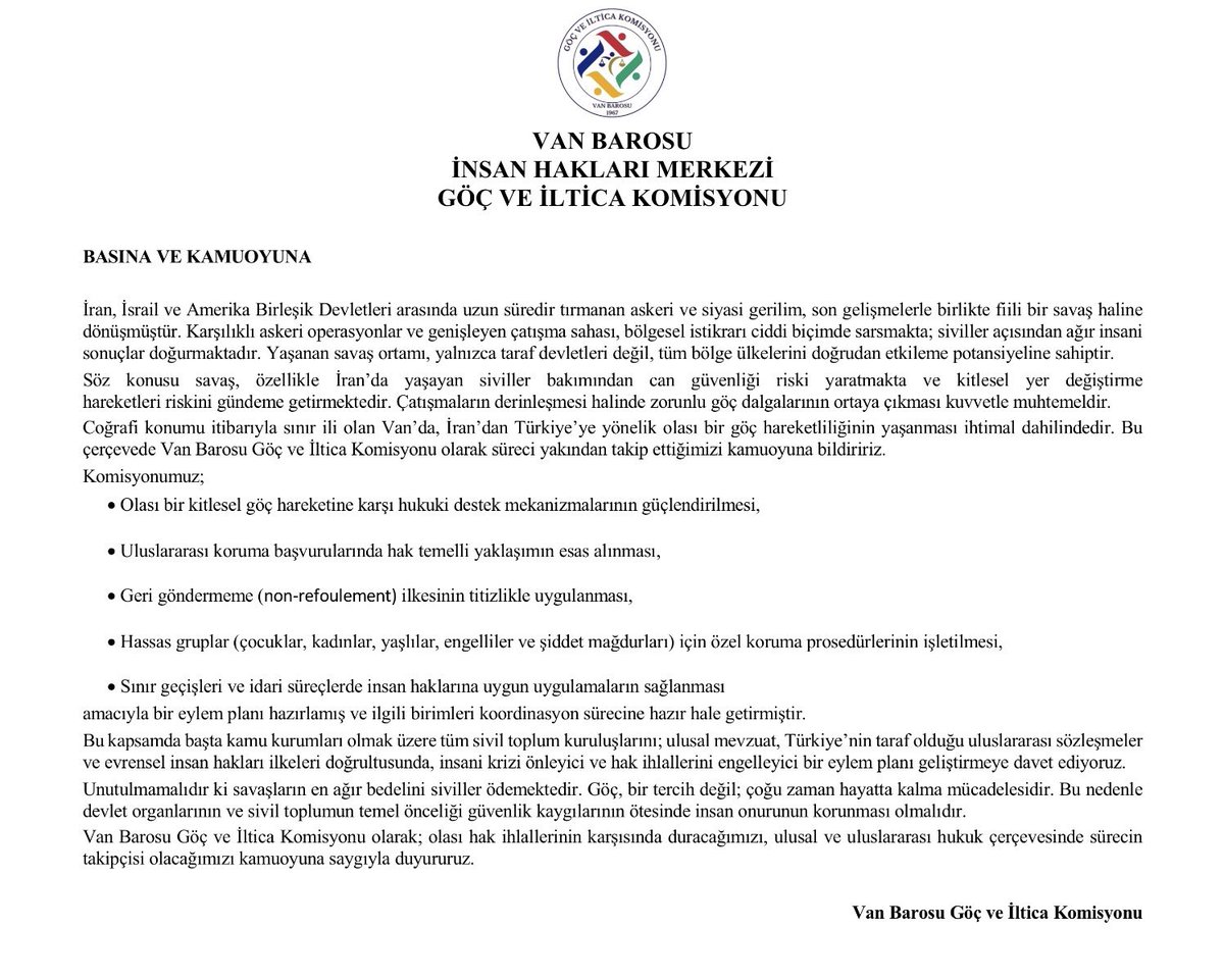 Van Barosu Göç ve İltica Komisyonu tweet media