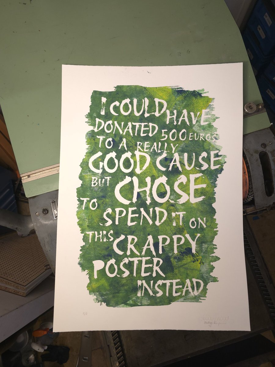 CodeAndWood's tweet photo. Second work in my new "Complicit" series.  

The title refers to the buyer's role in the work.  Only at the moment of purchase the text becomes true, and the work becomes art. The buyer does not acquire a finished piece. The buyer finishes it. #art #letterpress https://t.co/f8fB54ow1U