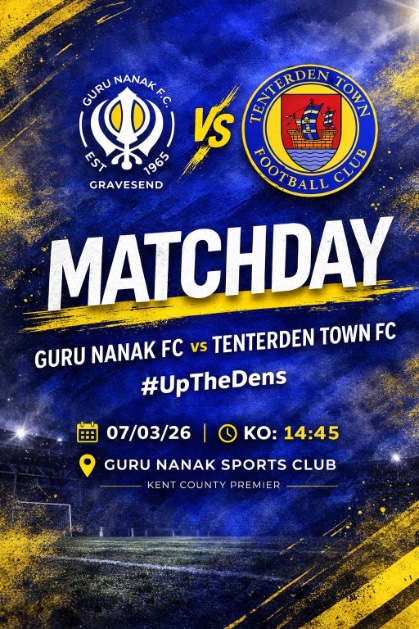 TenterdenTownFC's tweet photo. ⚽️MATCH WEEK⚽️

This Saturday we travel to @GNG_FC_ after they kindly allowed us to switch the fixture to their ground. The Dens will be looking to extend their unbeaten run to 6 games!
#UpTheDens🐯🐯

⏱️14:45 KO
📍Guru Nanak Sports Club
⚔️ @GNG_FC_ 

@KCFL1516 @MyTenterden https://t.co/eVIOdRViiY