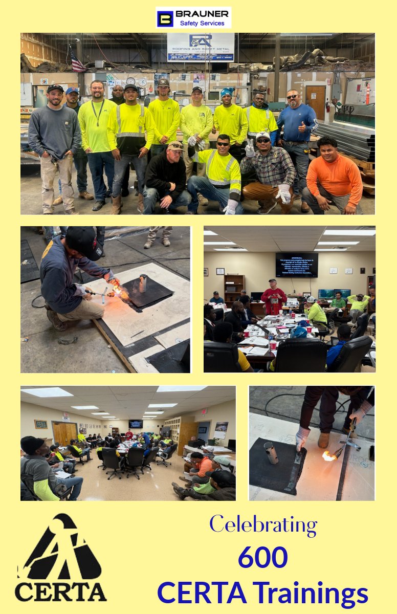 BraunerSafety's tweet photo. @BraunerSafety has officially completed its 600th CERTA Training! Thank you to @paroofing_ for being our 1st and 600th training — and to every roofing contractor who has trusted us over the years. This milestone belongs to all of you. Learn more: https://t.co/n9uTps6wty #Safety https://t.co/OPqO0Sogo8