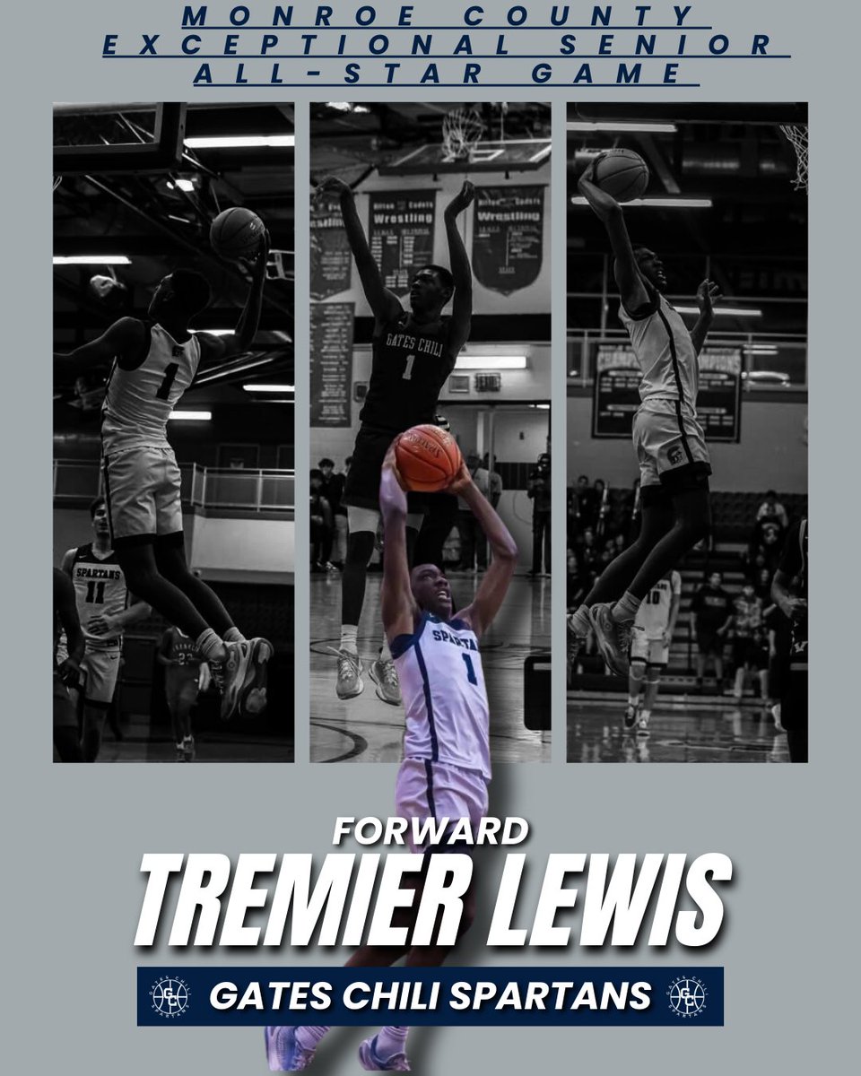 Congratulations to Senior Forward, Tremier L. on being named to the Monroe County Exceptional Senior All-Star Game.  The game is March 12th at 8:00 pm at Greece Arcadia High School.  #gcpride #bleedblue