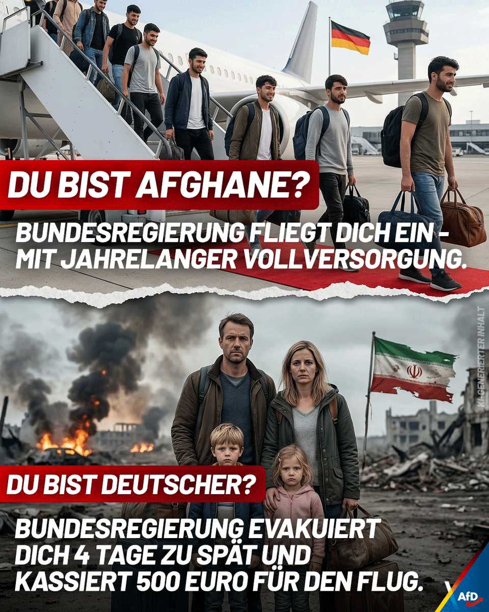 CDU ist, wenn man Afghanen pünktlich nach Deutschland einfliegt und sie danach jahrelang auf Kosten der Steuerzahler versorgt - während man die eigenen Bürger 4 Tage zu spät aus einem Krisengebiet evakuiert und dann für den Flug 500 Euro berechnet.