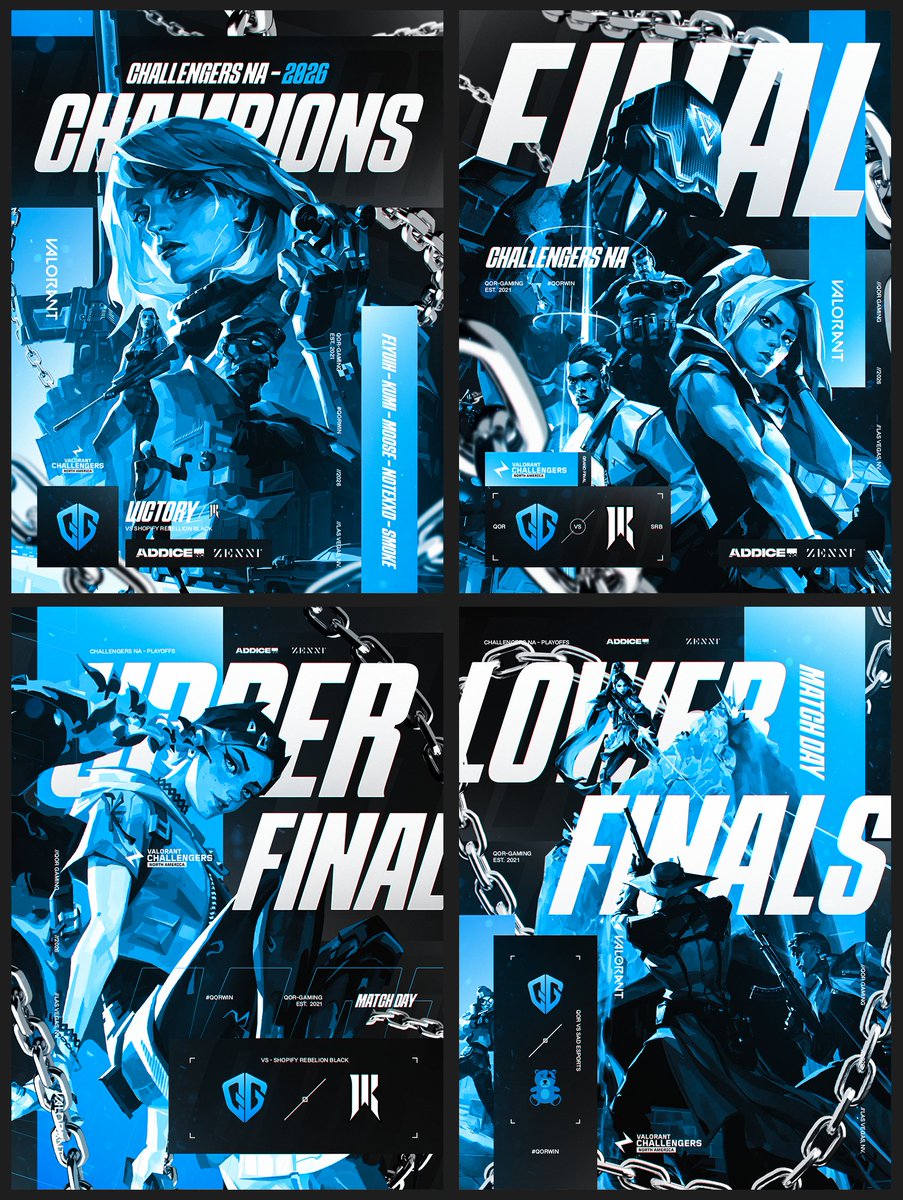 Last 3 VCL stage 1 match graphics for <a href="/QorGaming/">QorGaming</a>... 

Oh, and also the champions graphic btw 💙👑