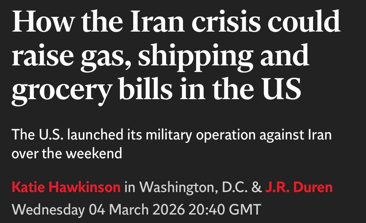 EnergyDems's tweet photo. Trump’s reckless war with Iran is going to raise prices across the board. And whether it’s at the pump or at the grocery store, YOU will be footing the bill. https://t.co/lsEwgkXKcM