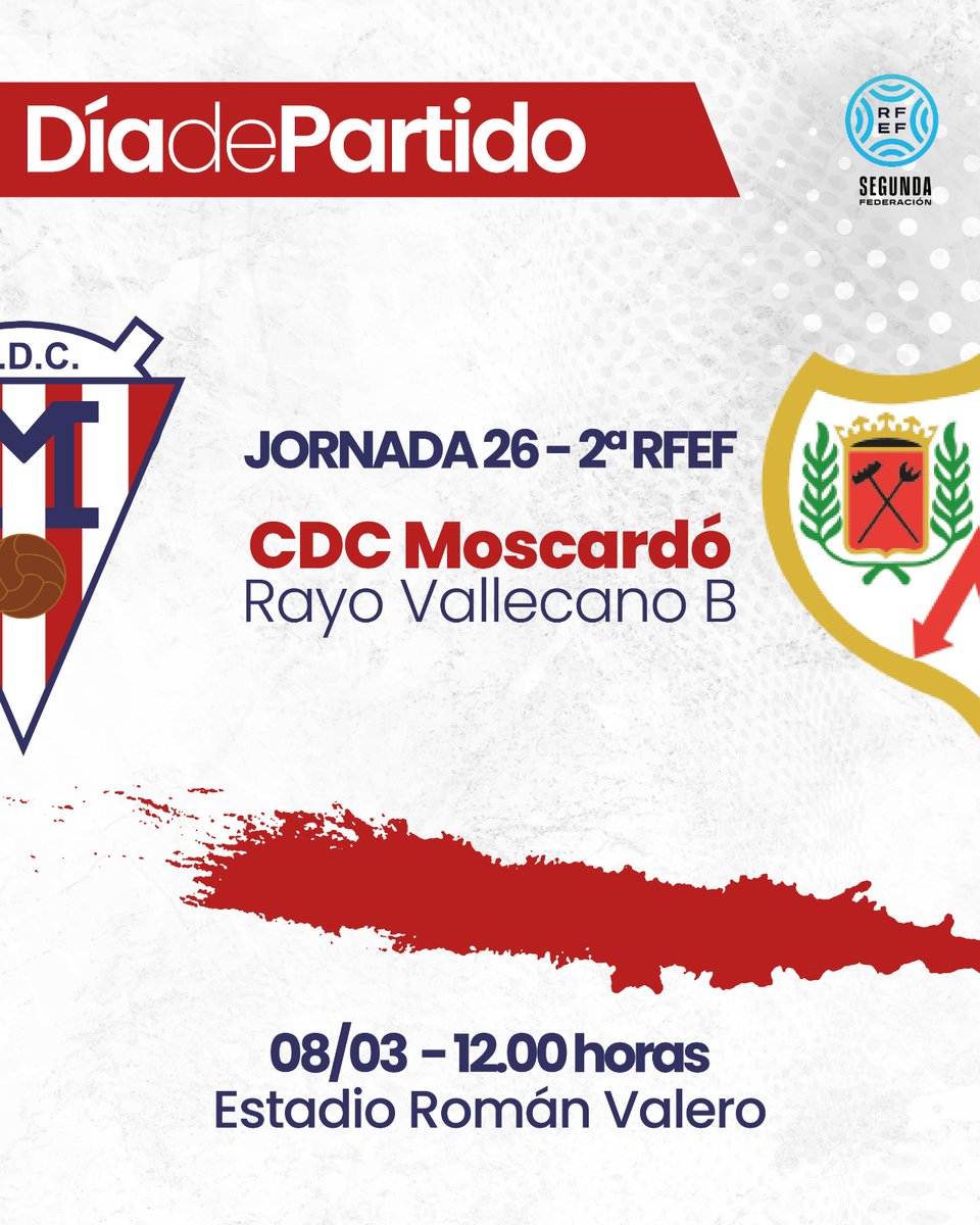 JORNADA 26

📅 Domingo 8
⚔️ <a href="/Rayo_academia/">Rayo Vallecano Academia</a>
🏟️ Estadio Román Valero
⏰ 12:00

#elbarrioelegido❤️🤍