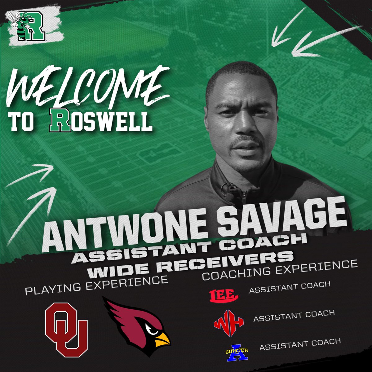 Roswell_FB's tweet photo. We are honored to welcome Coach Savage to the Roswell Family, who brings decades of high-level playing and coaching experience!

#ELITE https://t.co/TkavJpnNuz