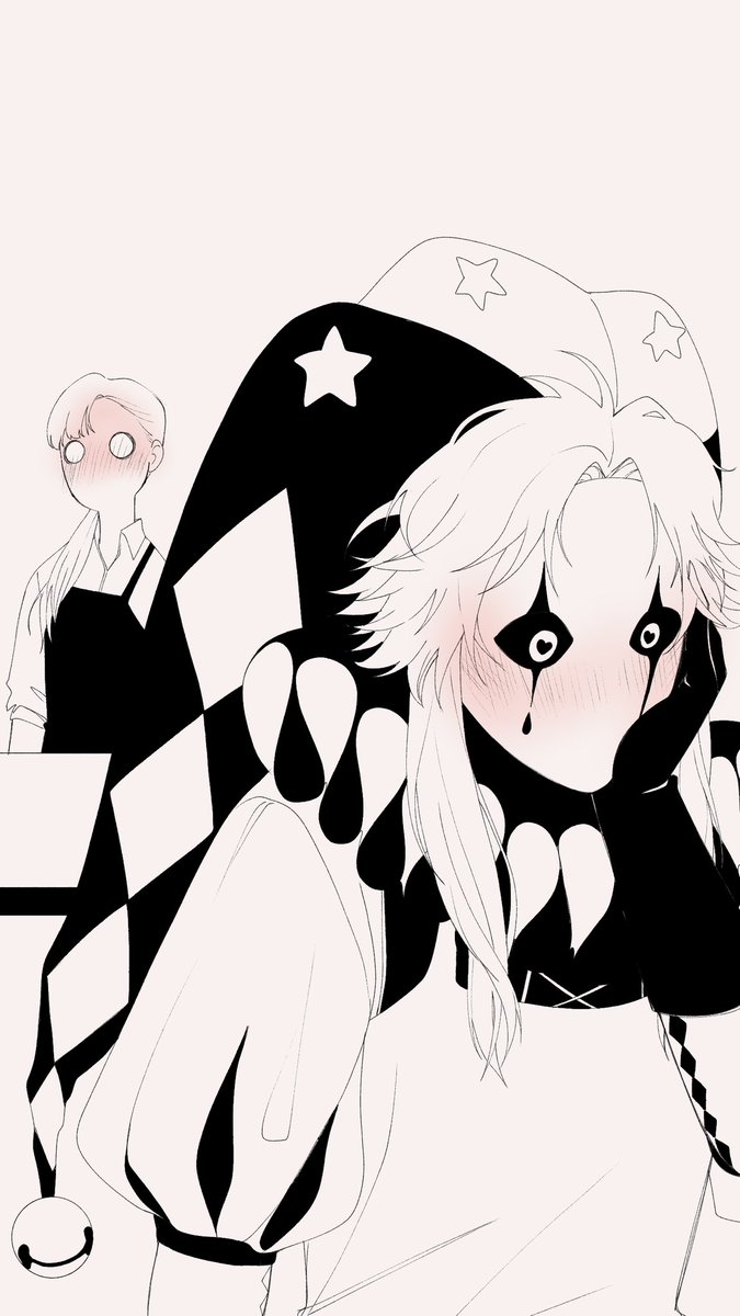 Kim21Linci's tweet photo. Pierrot likes cooking so I have this little idea~☆ 
Pierrot x OC

#tfc #thefreakcircus #thefreakcircuspierrot https://t.co/LW0kIyIVXZ
