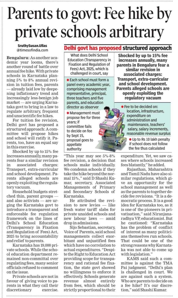 s9jayt's tweet photo. Bengaluru where it takes 45 minutes to move 2 kilometers, a 15% fee hike by schools is the only thing moving at a world-class speed. Bengaluru schools have bravely pioneered the '15% Tech-Park Tax' model. It’s not a fee hike; it’s annual extortion-increment. https://t.co/6KY2AExmcP