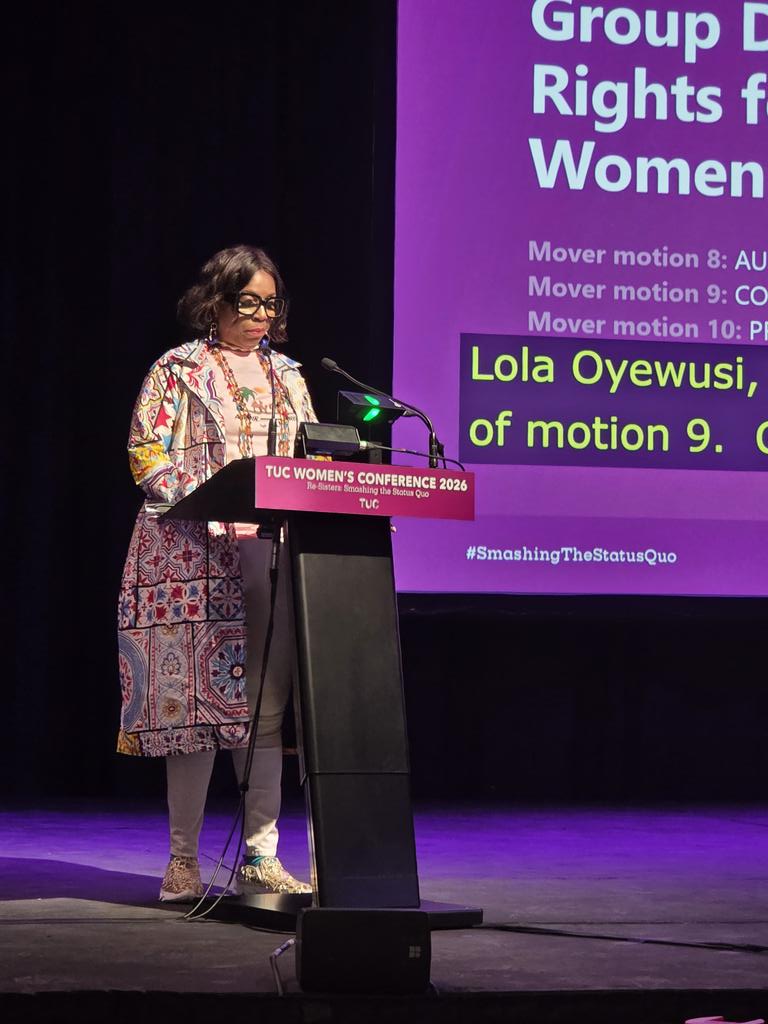 WomenInUNISON's tweet photo. Lady Lola Oyewusi supporting a motion on gender pay gap
#TUCWomen2026
#SmashingTheStatusQuo https://t.co/86u6hgnWwb