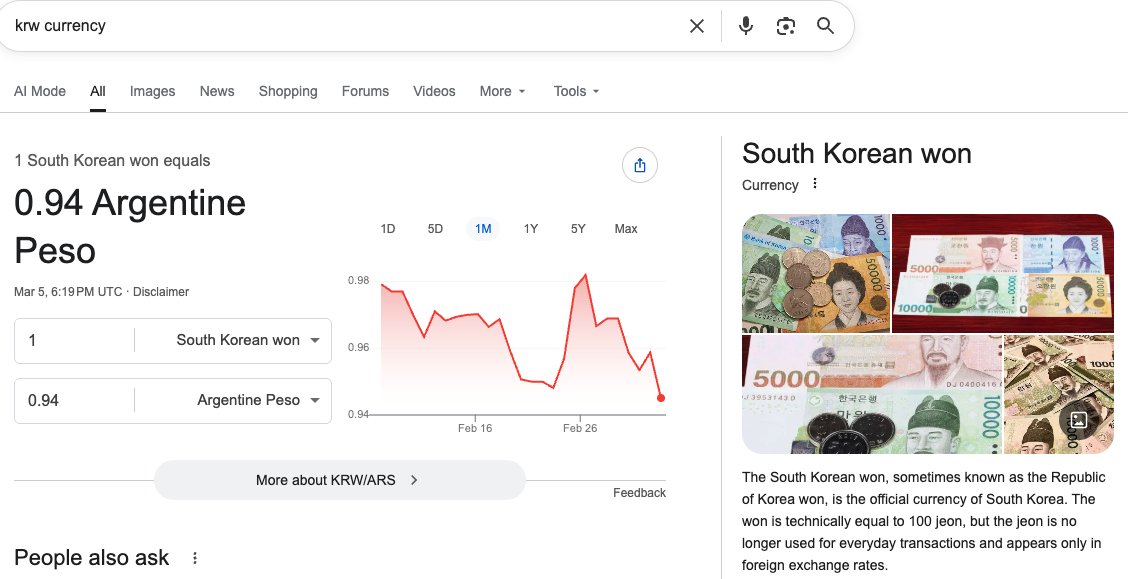 Argentina está prácticamente 1 a 1 con el (KRW) South Korean WON #peso #koreanwomen