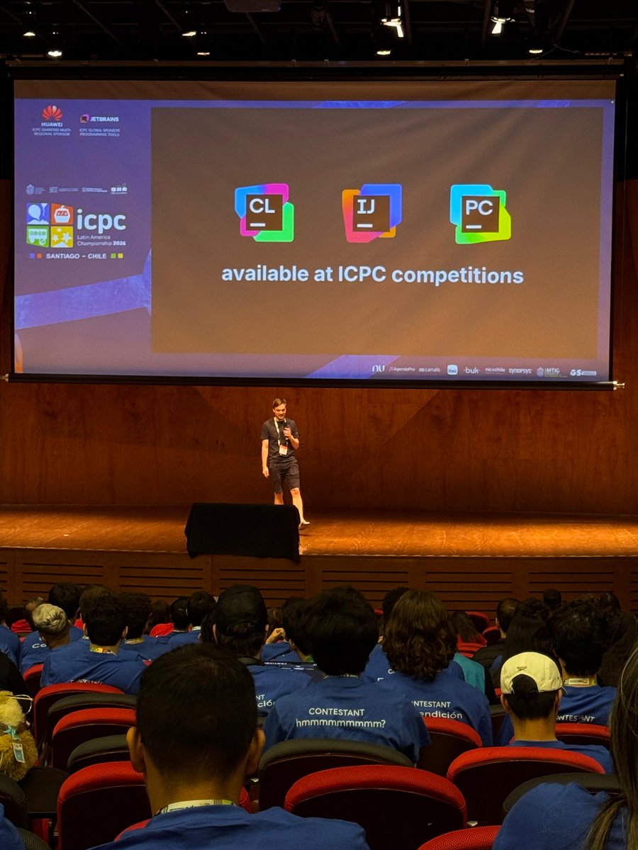 JetBrains en ICPC LATAM Finals 2026: Tech Talks con Wout Werkman en la Ceremonia de Apertura, en Santiago, Chile.

JetBrains es socio global para herramientas de programación del ICPC desde 2017. Nuestros IDE CLion, IntelliJ IDEA y PyCharm están instalados y disponibles para