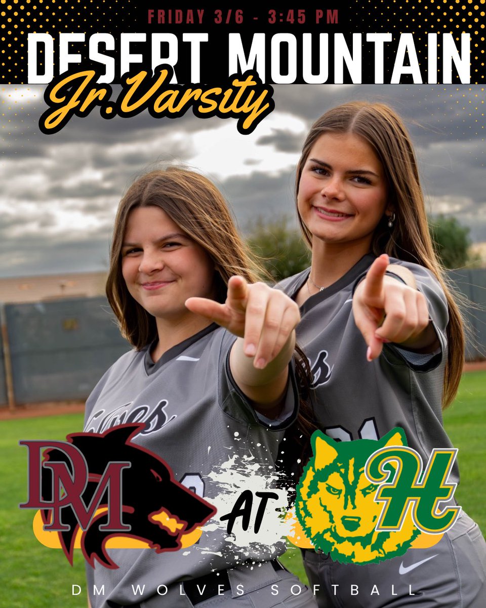 DMHSSoftball's tweet image. It’s a Wolves Game Day 🐺🥎

Desert Mountain takes on Horizon tomorrow .

JV hits the road
📍 Horizon HS | ⏰ 3:45 PM

Varsity defends home field
📍 Desert Mountain | ⏰ 3:45 PM

Let’s go Wolves.

#DMWolves #WolvesSoftball #GameDay #AZSoftball