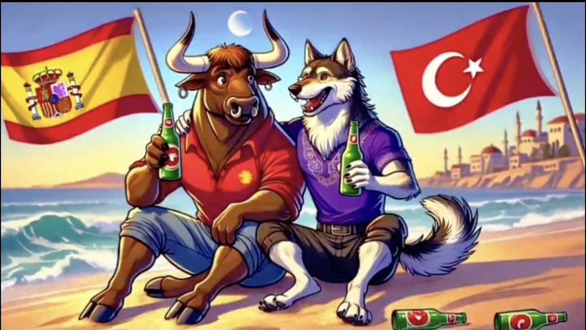 nurdanpezuk's tweet photo. Türkiye İspanya editlerine bayılıyorum 😂😂 mizah seviyesi inanılmaz iyi bir milletiz 🇹🇷 😂 Yeni kardeş ülkemiz İspanya keşke bize vizeyi de kaldırsa 🫠 #ispanyaturkiye 🫶🏻 https://t.co/cmwTHfkTWK