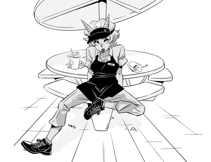 she's on her break
